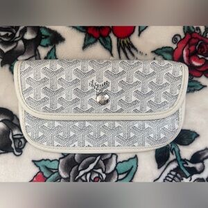 Authentic Goyard St. Louis Pouch in White Goyardine Coated Canvas